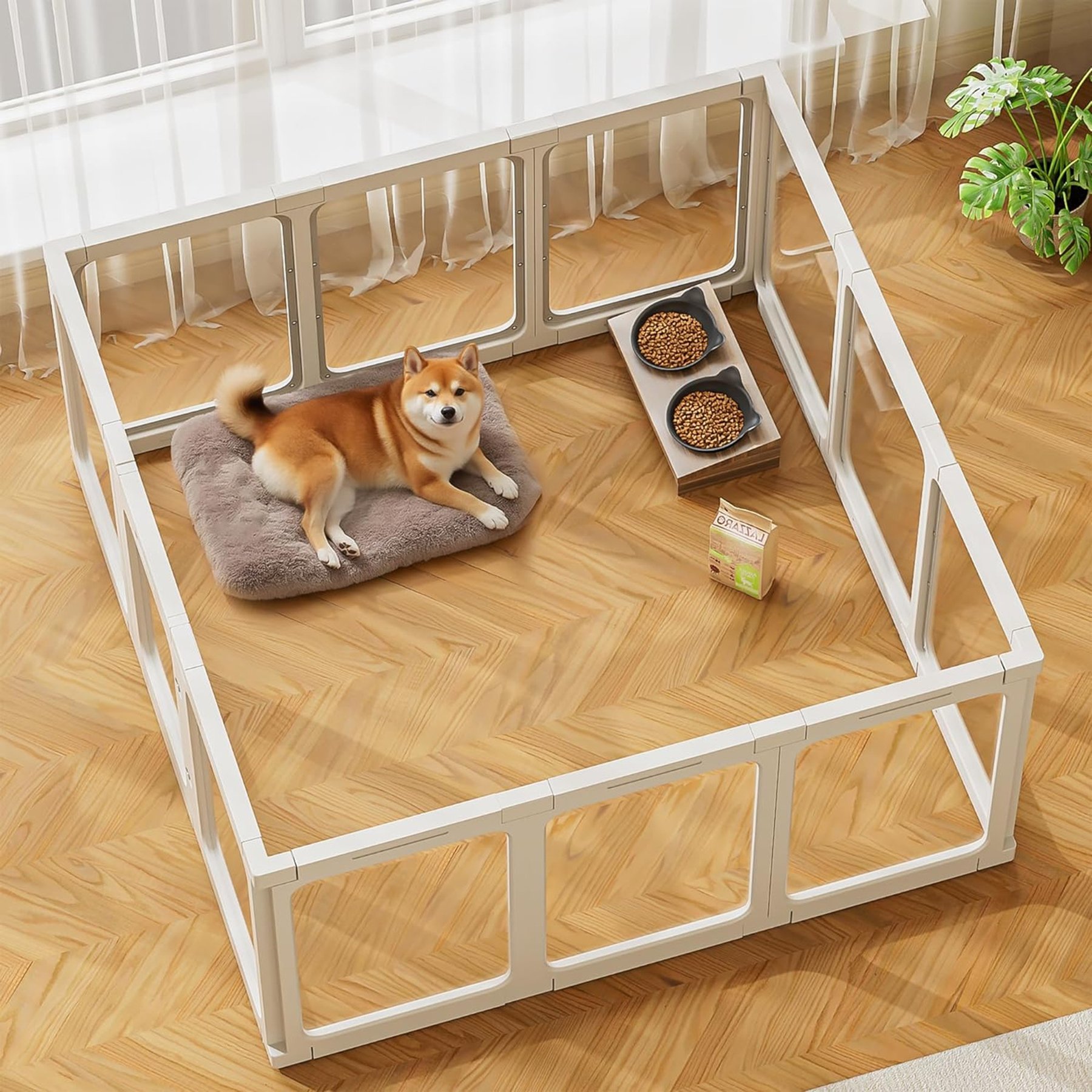 Jalove 12-Panel Indoor Acrylic Dog Playpen, 24-in, White