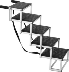 jansno Aluminum 5-Step Folding Dog Car Stairs, Black