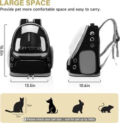 jansno Backpack Breathable Transparent & Foldable Dog & Cat Carrier, 13.5-in, Black slide 2 of 6