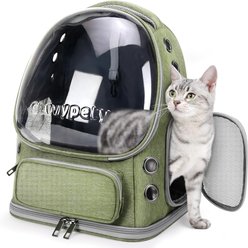 jansno Backpack Breathable Transparent & Foldable Dog & Cat Carrier, 13.5-in, Green