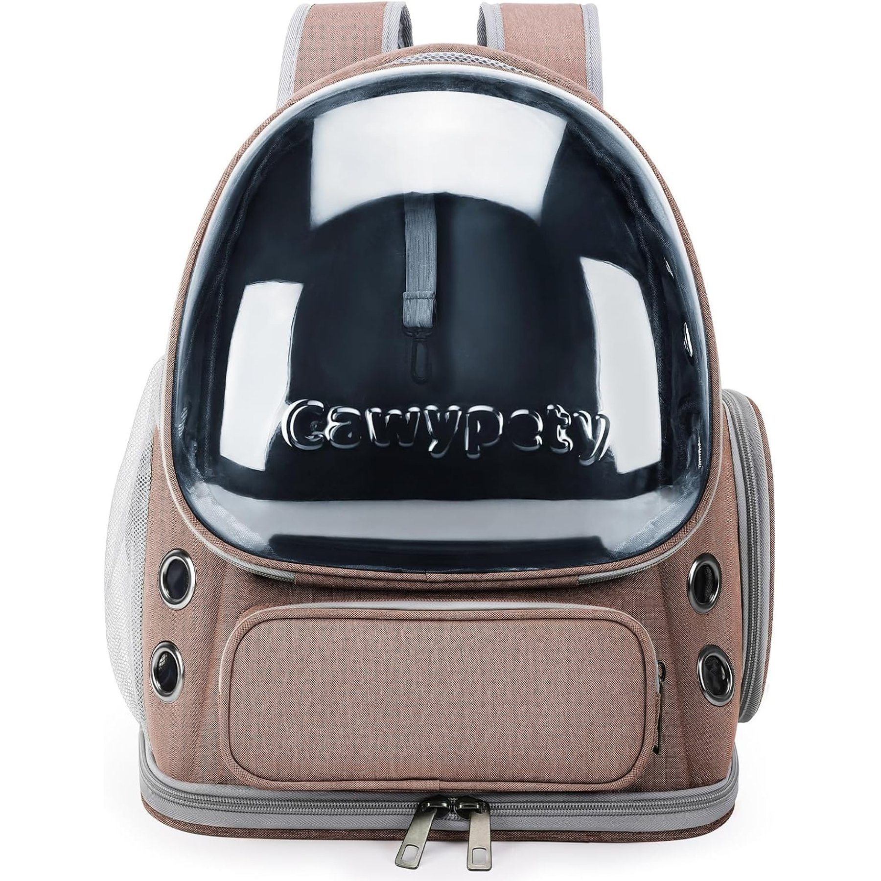 jansno Backpack Breathable Transparent & Foldable Dog & Cat Carrier, 13.5-in, Khaki