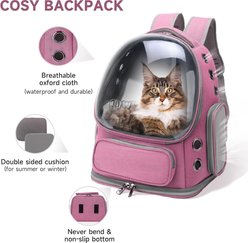 jansno Backpack Breathable Transparent & Foldable Dog & Cat Carrier, 13.5-in, Pink slide 2 of 5