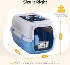 jansno Hard-Sided Ventilated Design Carry Handle Dog & Cat Carrier, 14.6-in, Grey/Blue slide 2 of 7