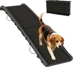 jansno Portable Folding & Non Slip Frosted Surface Dog Car Ramps, 61-in, Black
