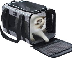 jansno Soft-Sided Dog & Cat Carrier, Black/Gray, 17.5 x 11 x 11-in