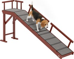 jansno Wooden Removable Guardrails & Non- Slip Surface Dog Ramps, Brown, 70.5-in