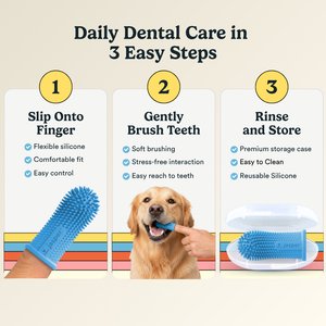 Jasper 360 Dog Finger Toothbrush & Storage Case, 2 count, Blue