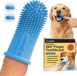 Jasper 360 Dog Finger Toothbrush & Storage Case, 2 count, Blue