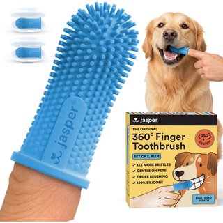 Jasper 360 Dog Finger Toothbrush & Storage Case, 2 count, Blue slide 1 of 9