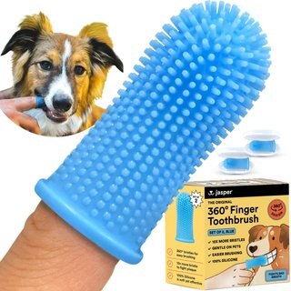 Jasper 360 Dog Finger Toothbrush & Storage Case, 2 count, Blue slide 1 of 7