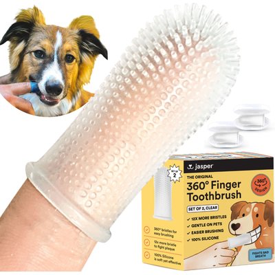 Jasper Jasper 360 Dog Finger Toothbrush & Storage Case, 2 count, Clear