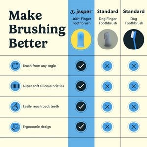 Jasper 360 Dog Finger Toothbrush & Storage Case, 2 count, Clear