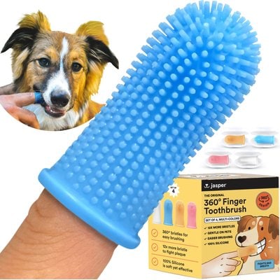 Jasper Jasper 360 Dog Finger Toothbrush & Storage Case, 4 count, Multi Color