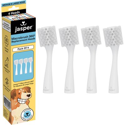 Jasper Jasper Macrobrush 360 Medium & Large Dog Toothbrush Replacement Heads, 4 count