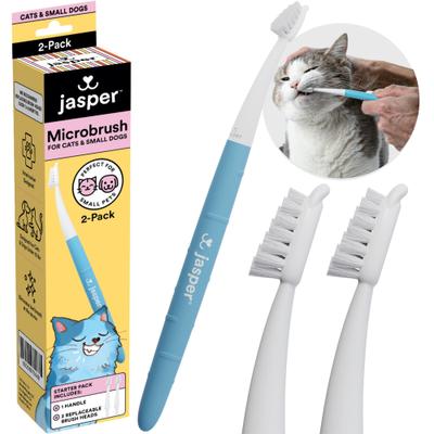 Show full view: Jasper Microbrush Cat & Small Dog Toothbrush Handle + 2 Brush Heads slide 1 of 9