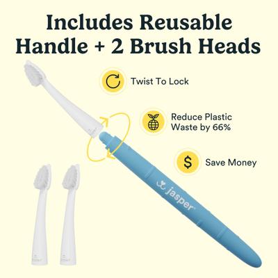 Show full view: Jasper Microbrush Cat & Small Dog Toothbrush Handle + 2 Brush Heads slide 5 of 9