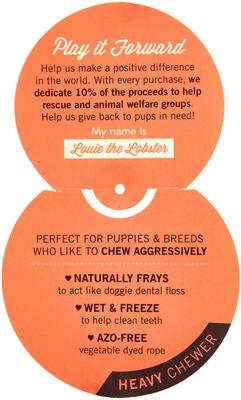 Show full view: Jax and Bones Louie the Lobster Rope Dog Toy, Small slide 3 of 7