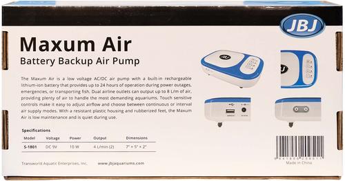 Show full view: JBJ Aquarium Maxum Battery Backup Aquarium Air Pump slide 2 of 4