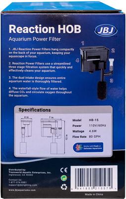 Show full view: JBJ Aquarium Reaction HOB Aquarium Power Filter, 20-gal slide 3 of 4