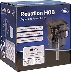 JBJ Aquarium Reaction HOB Aquarium Power Filter, 5-gal