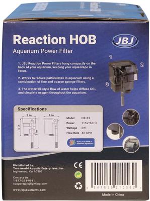 Show full view: JBJ Aquarium Reaction HOB Aquarium Power Filter, 5-gal slide 3 of 4
