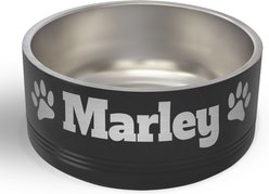 JDS Paw Stainless Steel Personalized Dog Bowl, Black, 4-cup