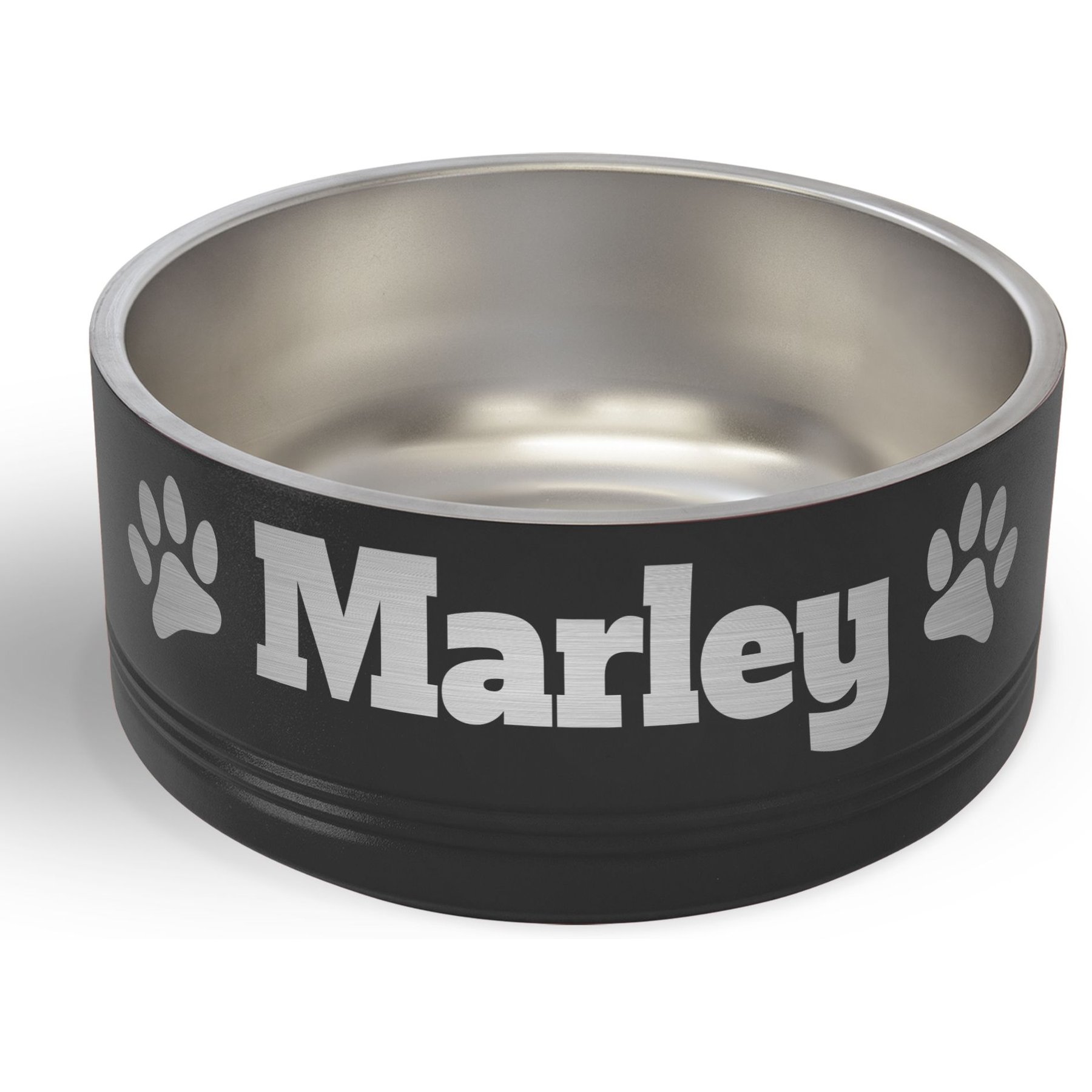 JDS Paw Stainless Steel Personalized Dog Bowl, Black, 4-cup
