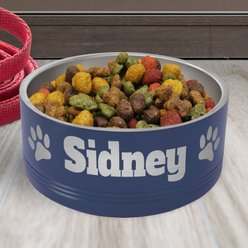 JDS Paw Stainless Steel Personalized Dog Bowl, Navy, 4-cup slide 2 of 3