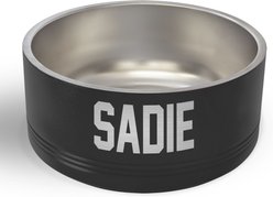 JDS Stainless Steel Personalized Dog Bowl, Black, 8-cup