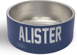 JDS Stainless Steel Personalized Dog Bowl, Navy, 8-cup