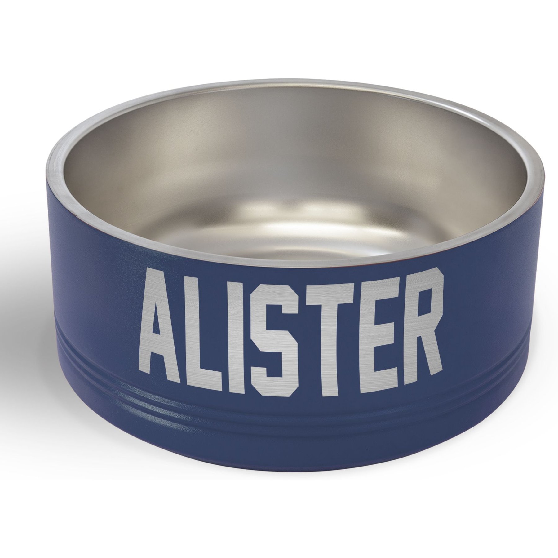 JDS Stainless Steel Personalized Dog Bowl, Navy, 8-cup