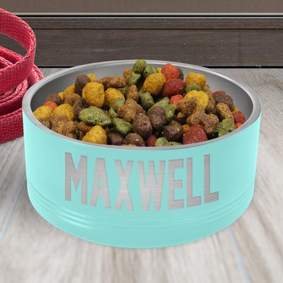 Show full view: JDS Stainless Steel Personalized Dog Bowl, Teal, 4-cup slide 2 of 3