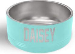 JDS Stainless Steel Personalized Dog Bowl, Teal, 8-cup