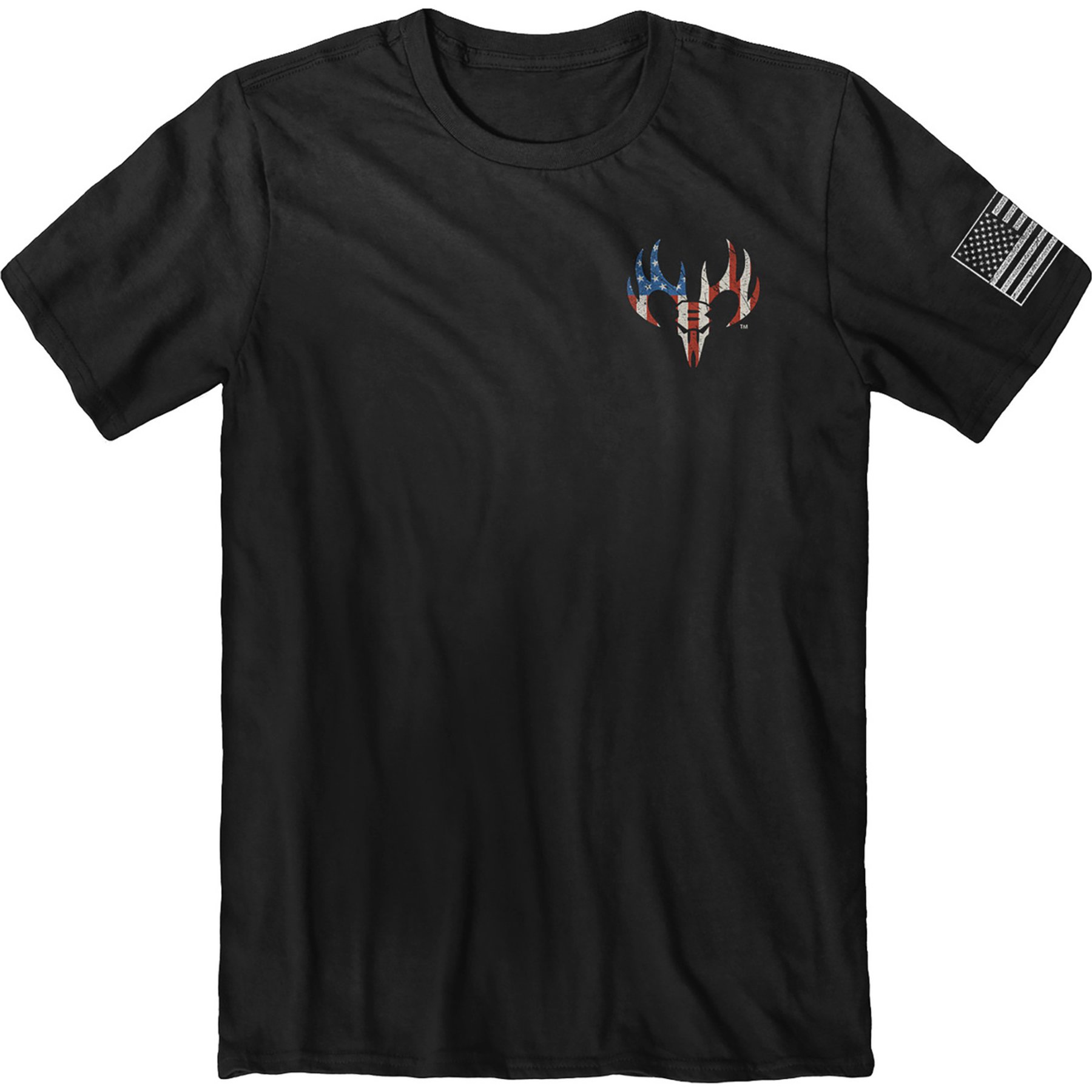JEDCo Buck Wear Red, White & True T-Shirt, Black, Medium