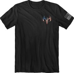 JEDCo Buck Wear Red, White & True T-Shirt, Black, XXX-Large