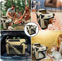 Jespet 3-Door Collapsible Soft-Sided Dog Crate, Beige, 30 inch slide 2 of 7