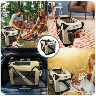 Show full view: Jespet 3-Door Collapsible Soft-Sided Dog Crate, Beige, 30 inch slide 7 of 9