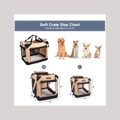 Show full view: Jespet 3-Door Collapsible Soft-Sided Dog Crate, Beige, 30 inch slide 4 of 9