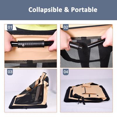 Show full view: Jespet 3-Door Collapsible Soft-Sided Dog Crate, Beige, 30 inch slide 5 of 9