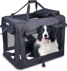 Jespet 3-Door Collapsible Soft-Sided Dog Crate, Black, Med: 30-in L x 21-in W x 23-in H