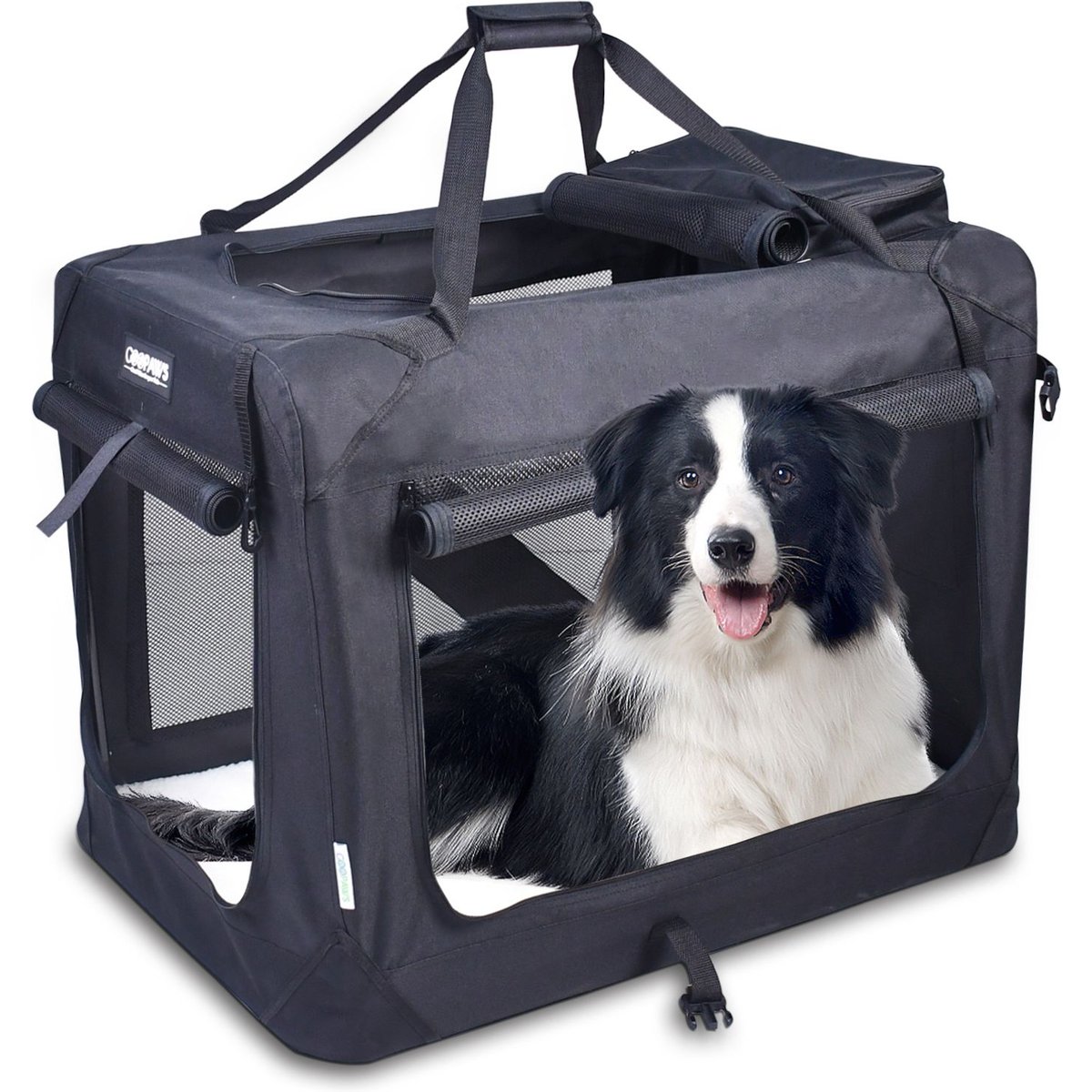 Jespet 3-Door Collapsible Soft-Sided Dog Crate, Black, Med/L: 36-in L x 24-in W x 27-in H
