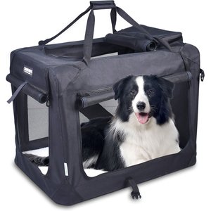 Jespet 3-Door Collapsible Soft-Sided Dog Crate, Black, Med/L: 36-in L x 24-in W x 27-in H