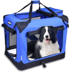 Jespet 3-Door Collapsible Soft-Sided Dog Crate, Blue, 30 inch