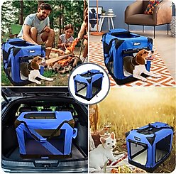 Jespet 3-Door Collapsible Soft-Sided Dog Crate, Blue, 30 inch slide 2 of 7