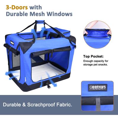 Show full view: Jespet 3-Door Collapsible Soft-Sided Dog Crate, Blue, 30 inch slide 2 of 9
