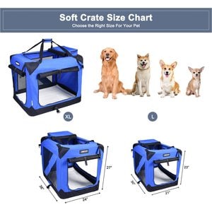 Jespet 3-Door Collapsible Soft-Sided Dog Crate, Blue, 30 inch