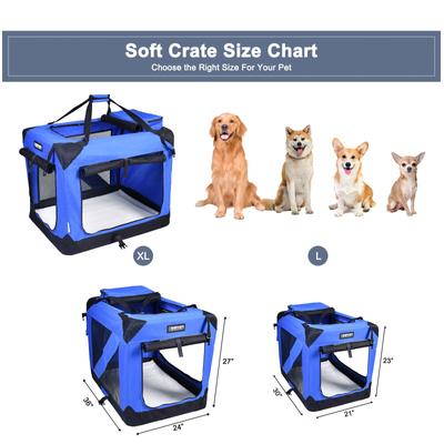Show full view: Jespet 3-Door Collapsible Soft-Sided Dog Crate, Blue, 30 inch slide 4 of 9