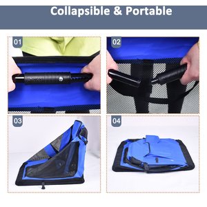 Jespet 3-Door Collapsible Soft-Sided Dog Crate, Blue, 30 inch