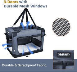 Jespet 3-Door Collapsible Soft-Sided Dog Crate, Grey, 26 inch slide 2 of 6