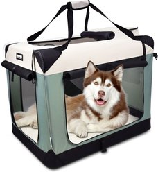 Jespet 3-Door Collapsible Soft-Sided Dog Crate, Shale Green, Medium/Large: 36 inch